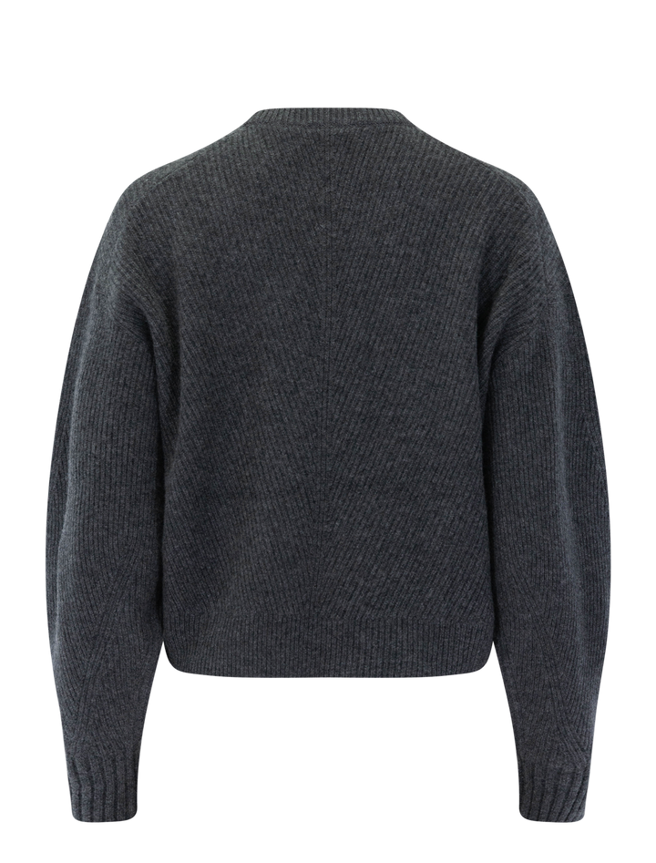 cashmere crewneck pullover in charcoal