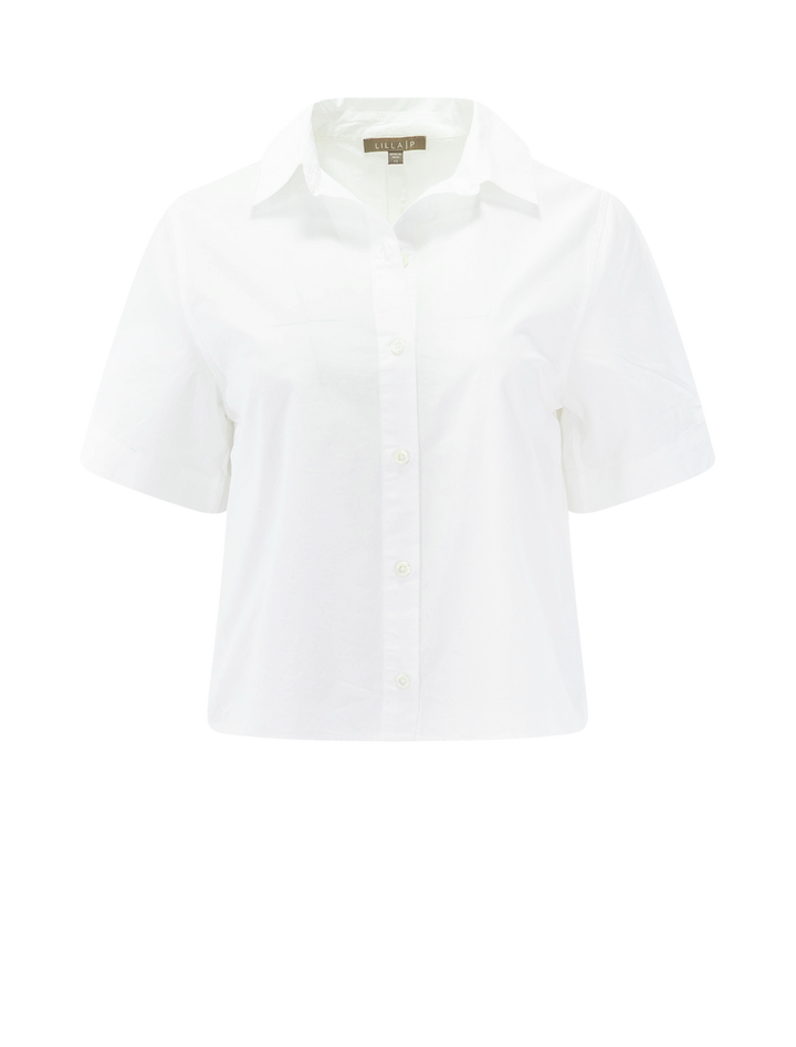 folded sleeve button down in white