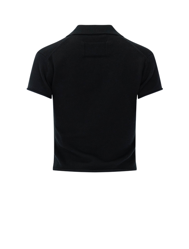 casual shrunken polo in black