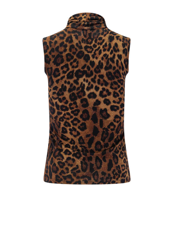 ceci sleeveless turtleneck in leopard