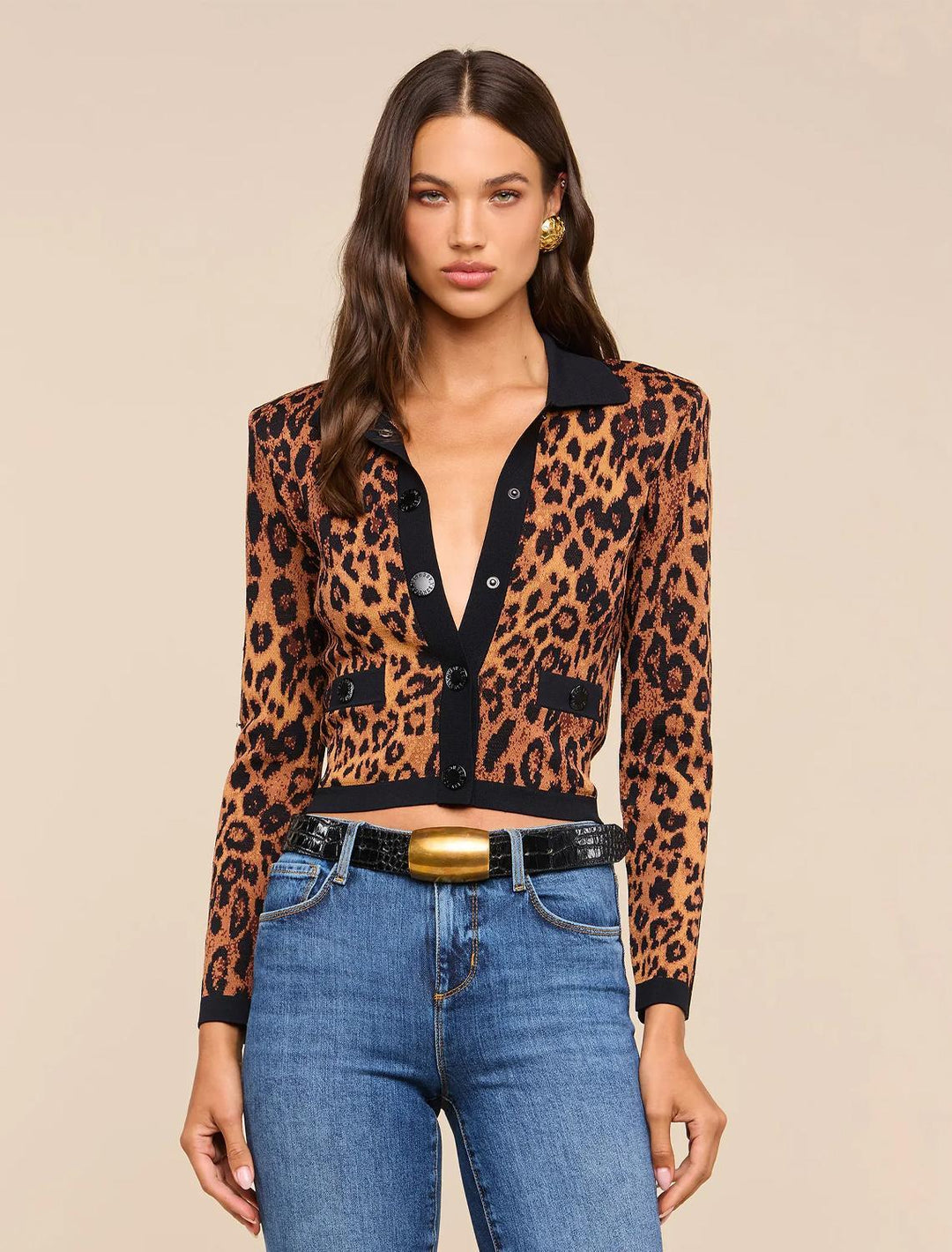 osiris jacquard cardigan in leopard
