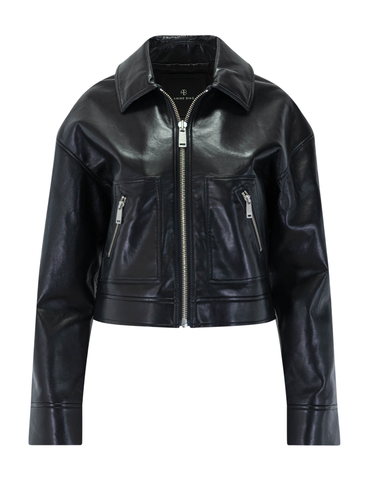 assan jacket in black leather