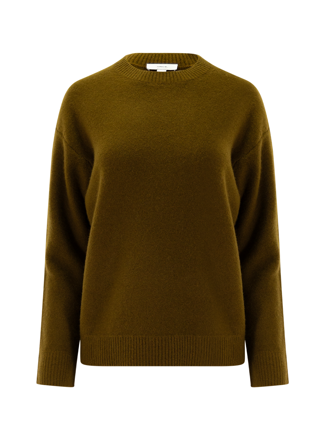 cashmere crewneck sweater in moss ochre