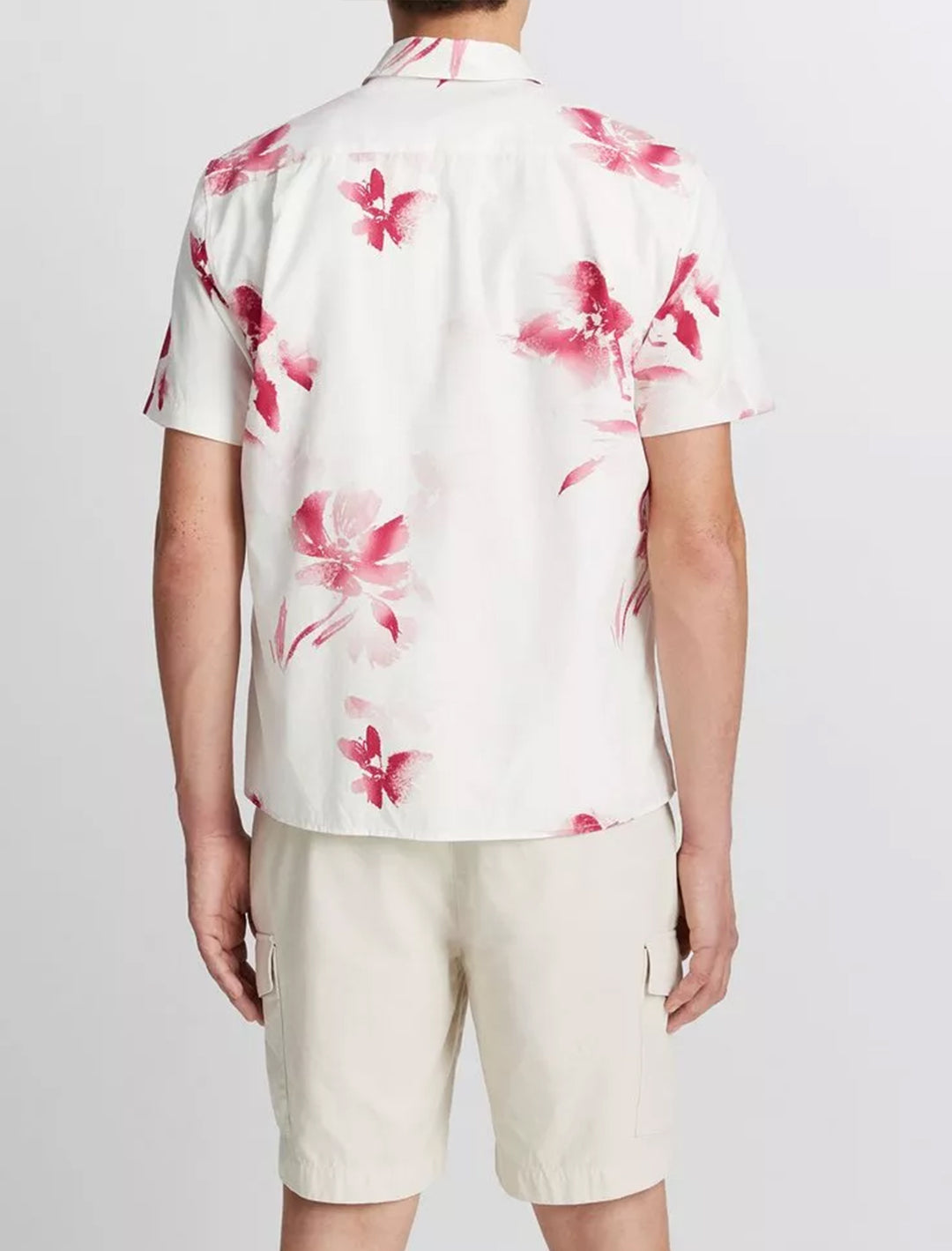 mens faded floral s/s shirt in dark pink blaze (3)