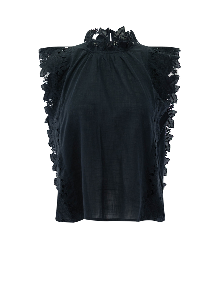 eleannora embroidered top in black