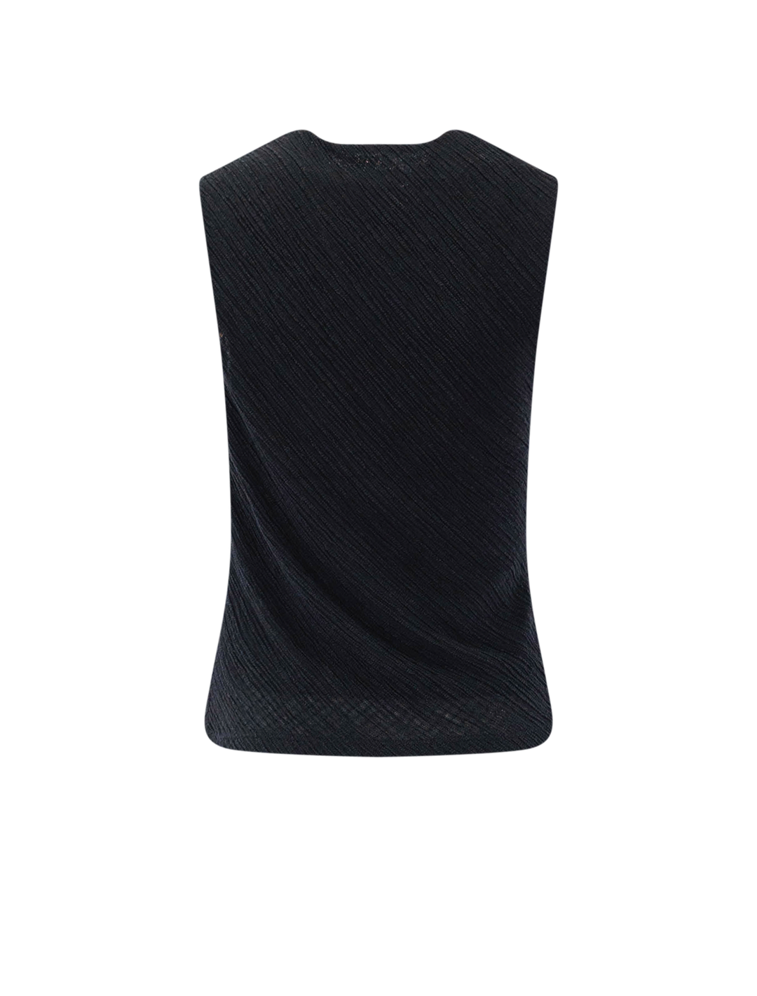 shadow grid cowl neck top in black