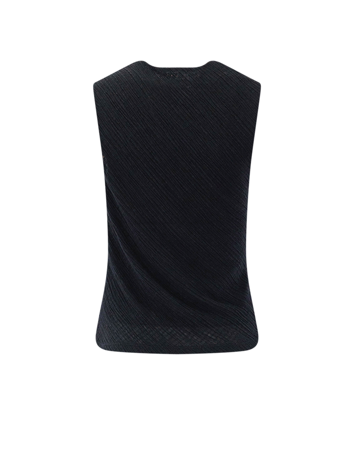 shadow grid cowl neck top in black
