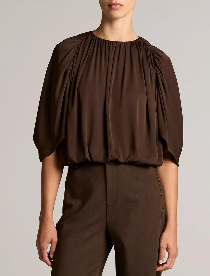 gathered cape blouse in pinewood
