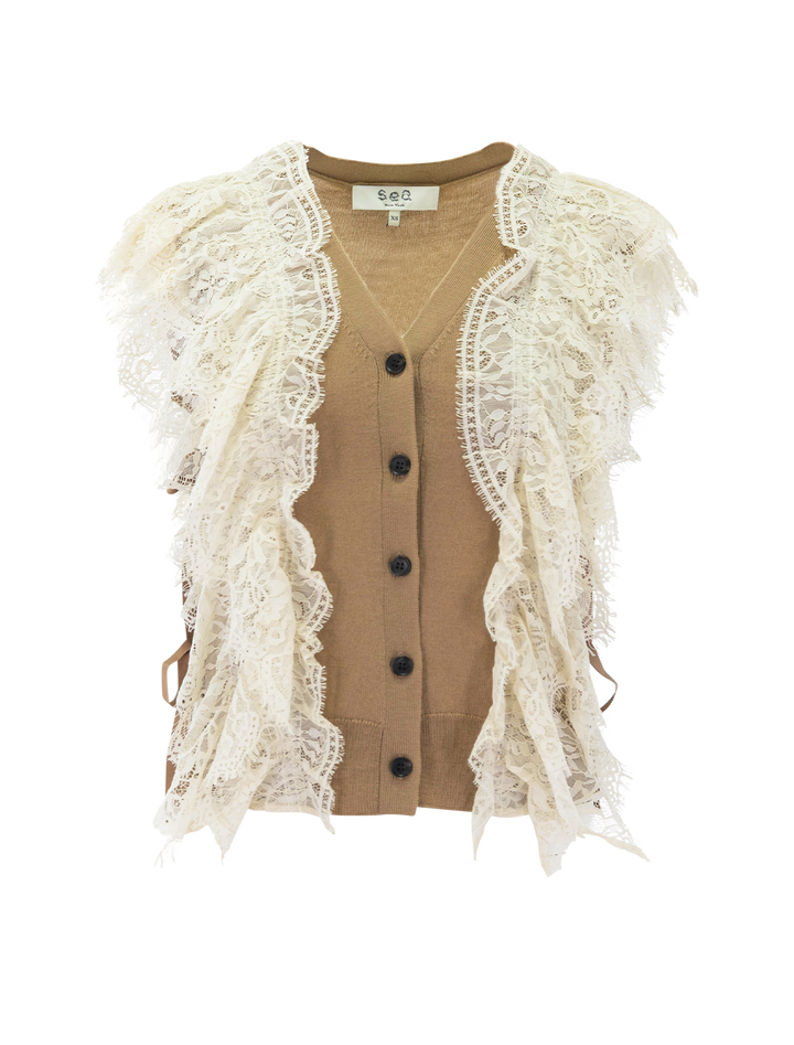 lisette solid sweater vest in khaki