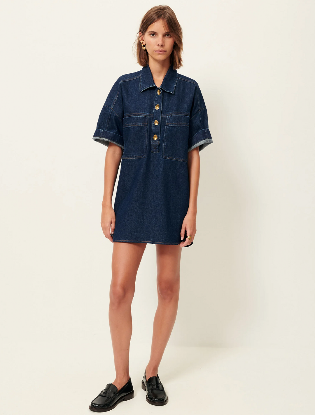 nimaya dress in blue denim