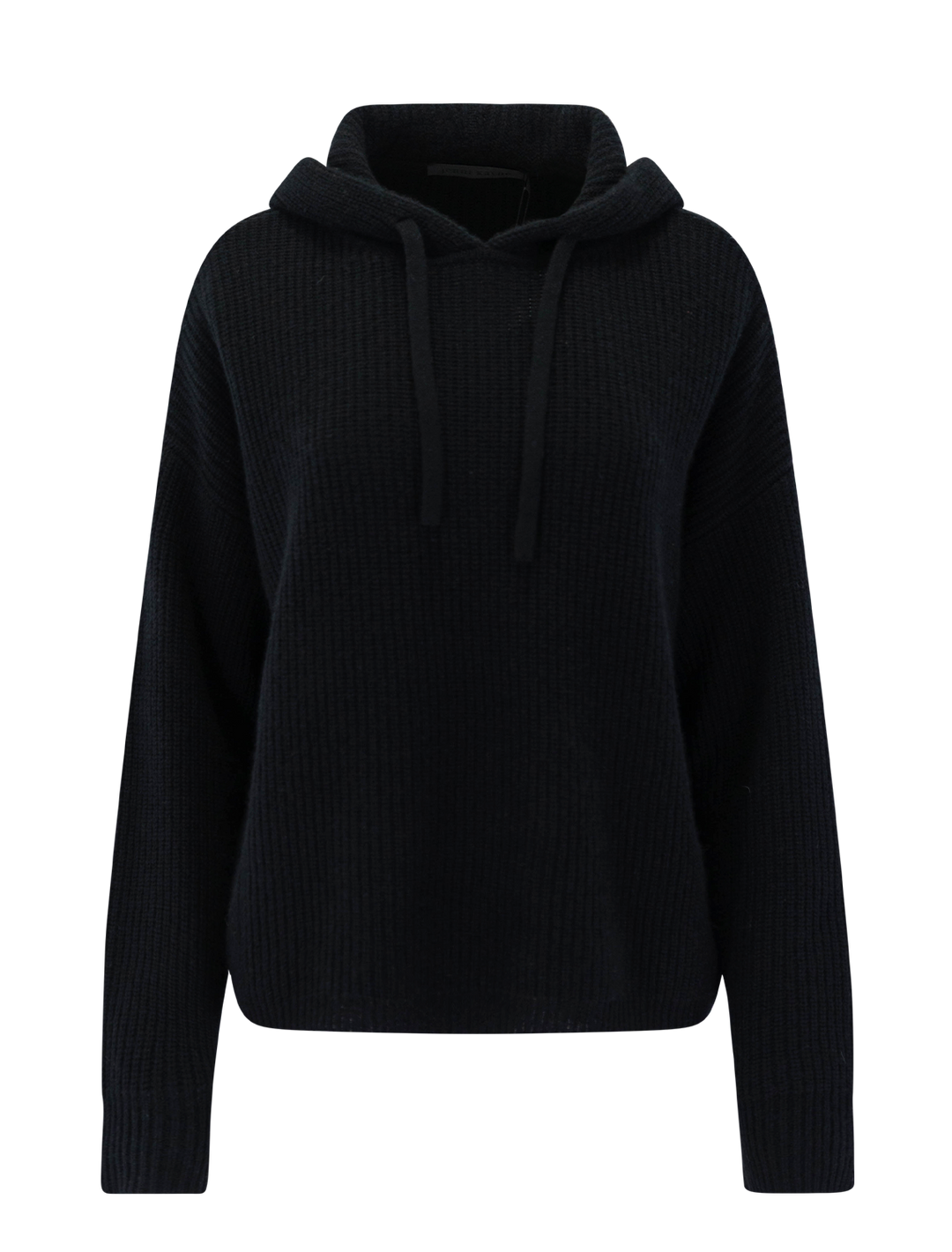 cashmere fisherman hoodie in black