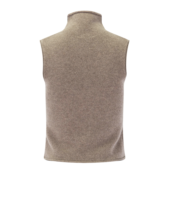 the stevie sleeveless rollneck sweater in mink