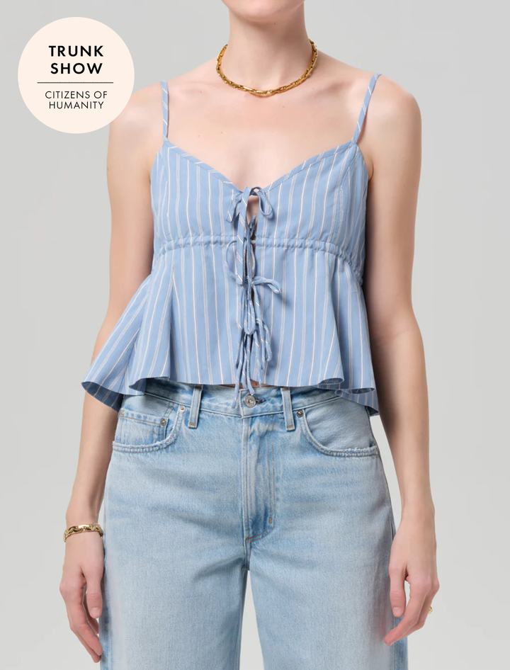 larissa tie front cami in capri stripe