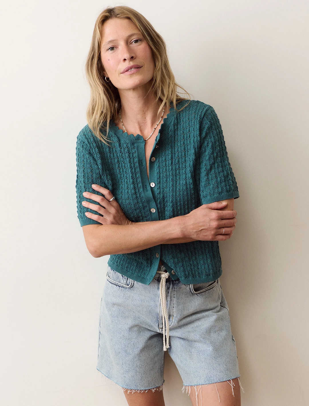 lena cardigan in mediterranean