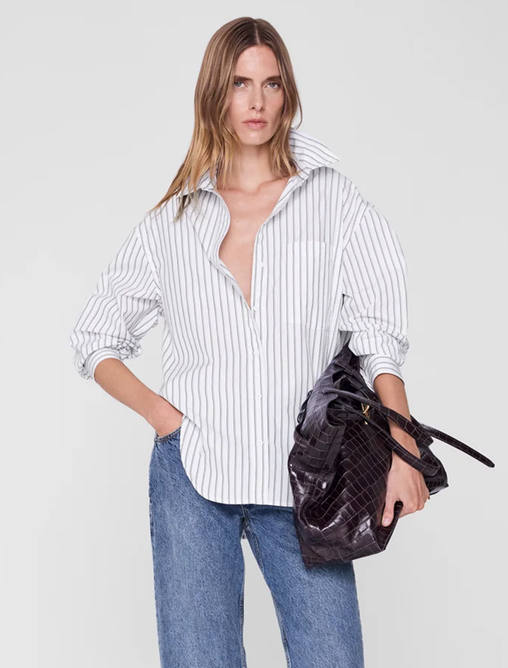 scott shirt in white and black stripe