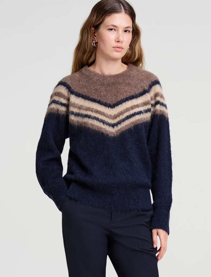 sarah sweater in dark taupe combo