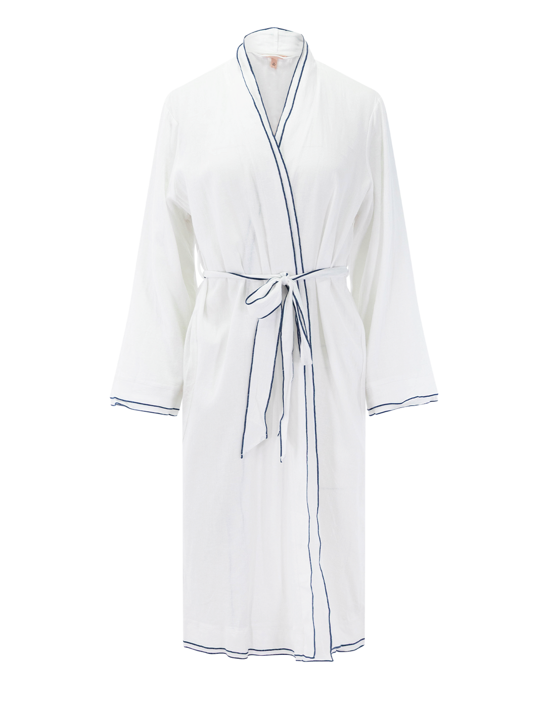 linen blend long sleeve robe