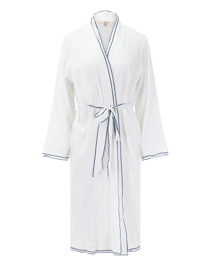 linen blend long sleeve robe