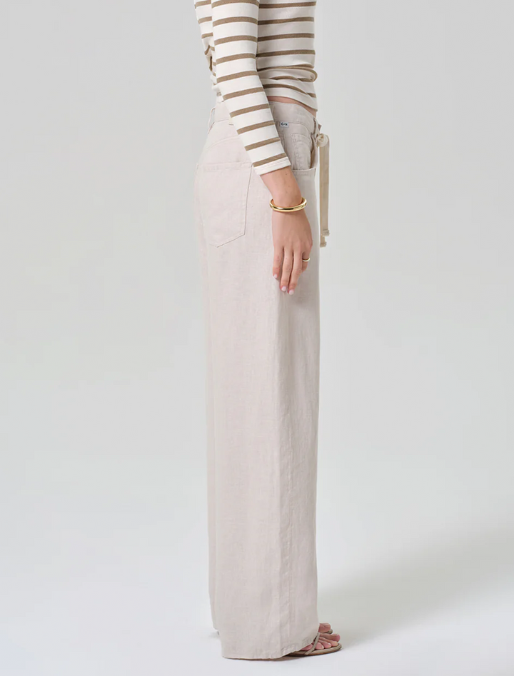 brynn drawstring trouser in pale stone