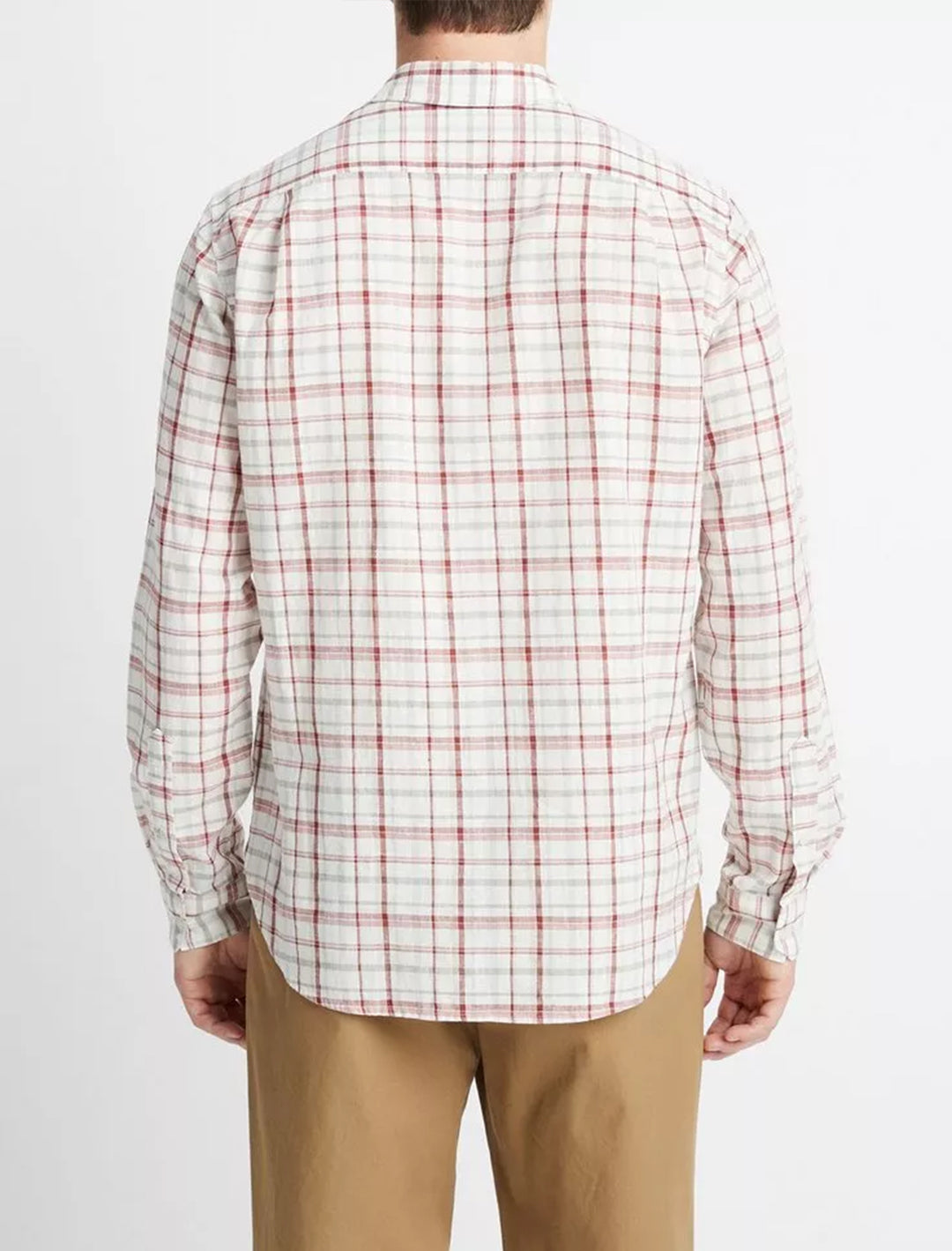 mens oakmont plaid l/s shirt in alabaster and dried cactus (3)