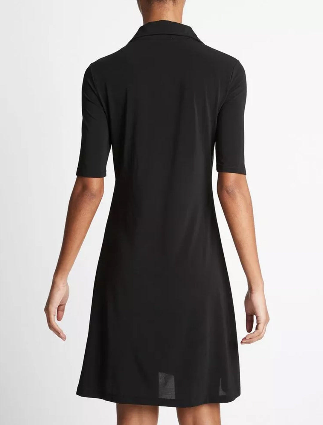 elbow sleeve polo dress in black (3)