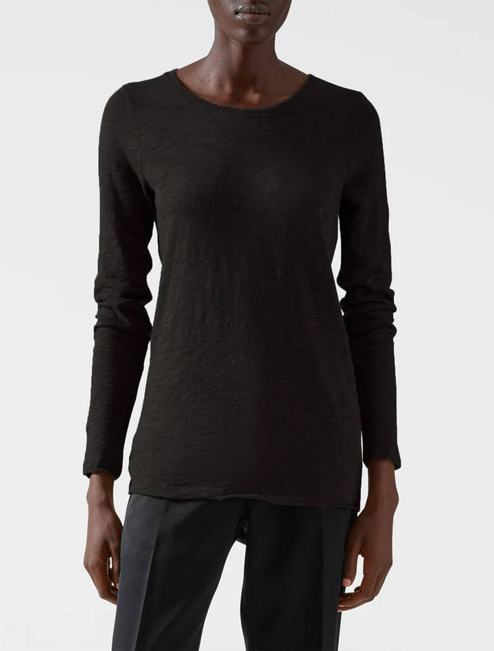 ATM slub destroyed wash l/s tee in black - Twigs