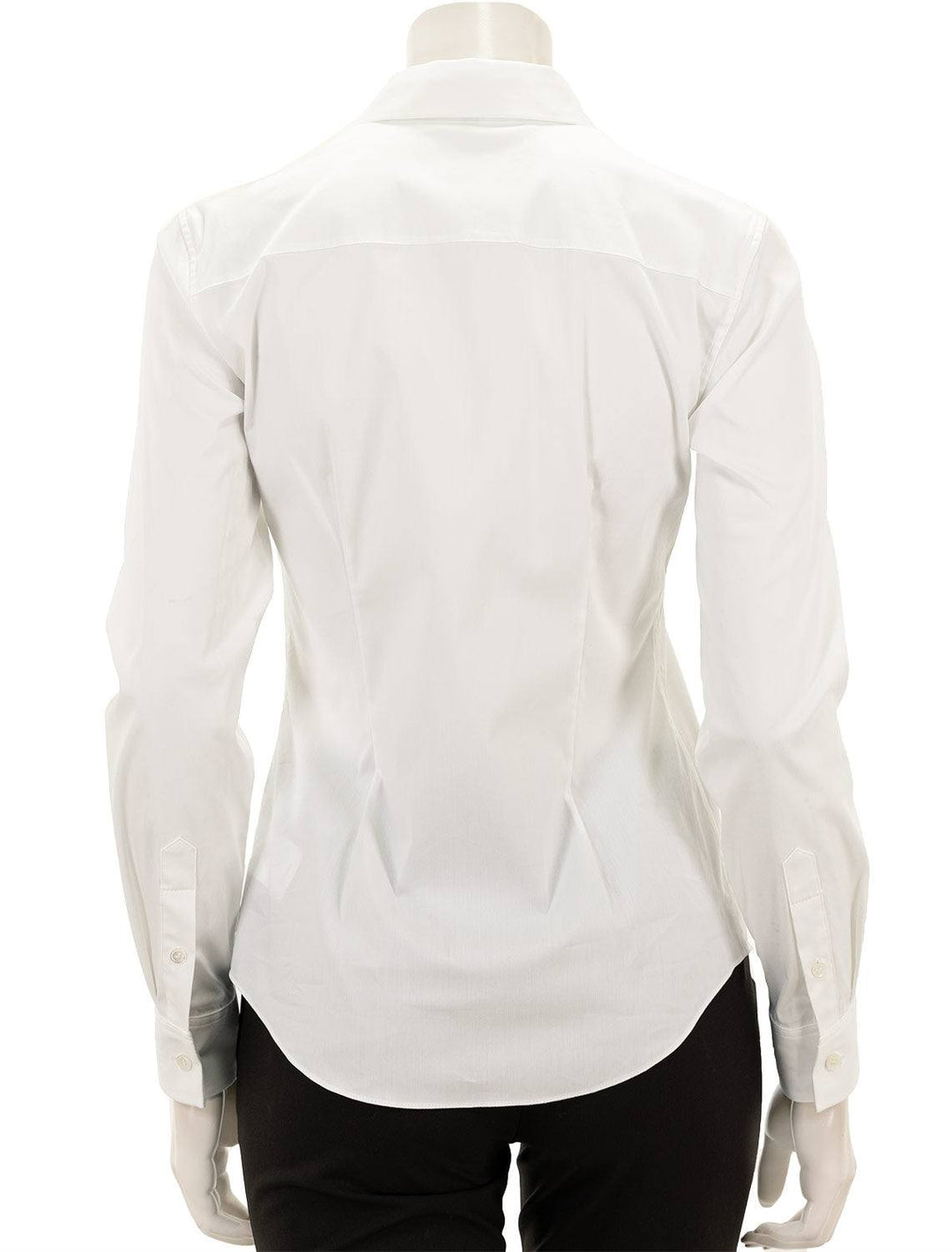 Back view of Theory's tenia luxe button up shirt in white.