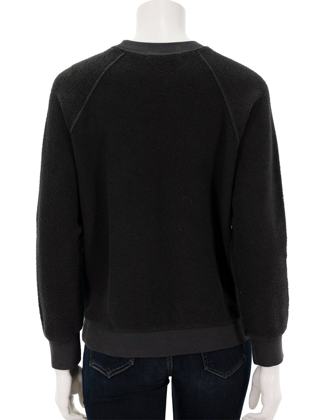 Back view of Perfectwhitetee's ziggy inside out sweatshirt in vintage black.