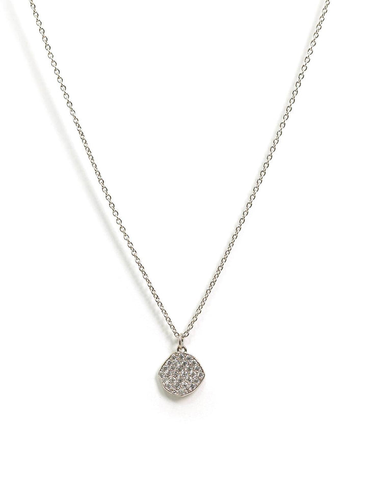 Front view of Tai's simple chain necklace with cz disc.