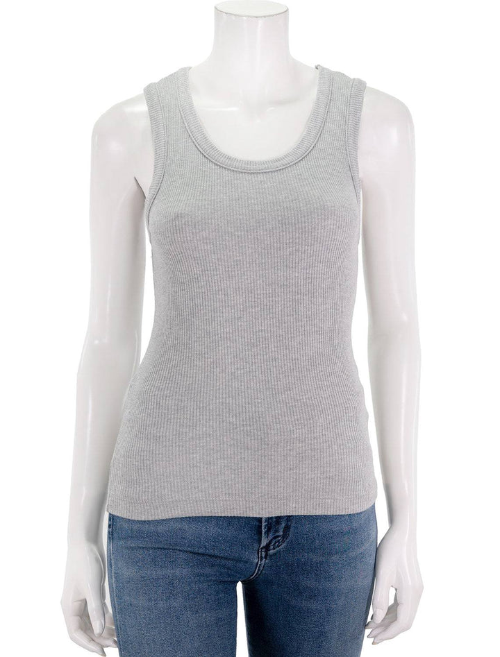 front view of poppy tank in heather grey