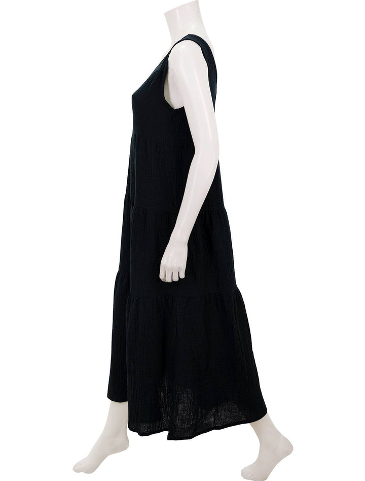 side view of corinne dress in black 