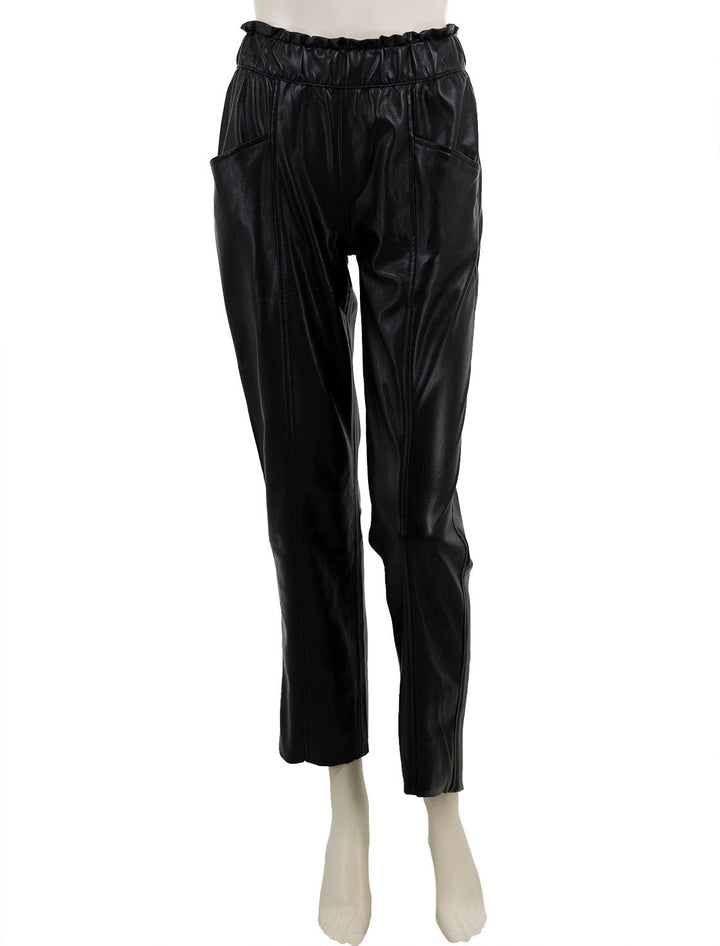 Front view of Sunday NYC's Harper Pant in Black Vegan Leather.