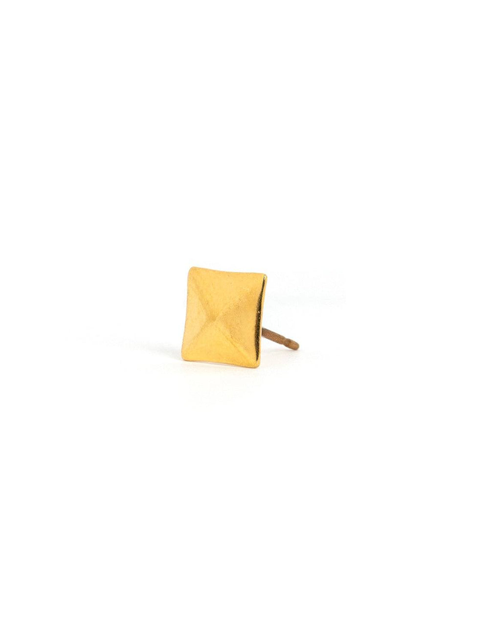 3/4 view of gold square studs