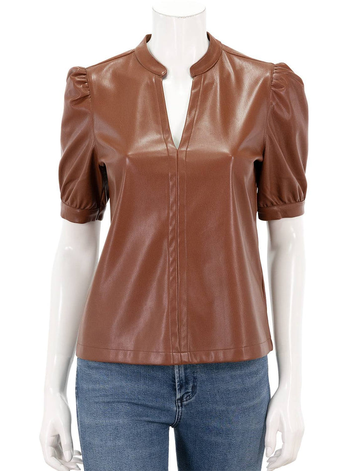 front view of jane top in cognac