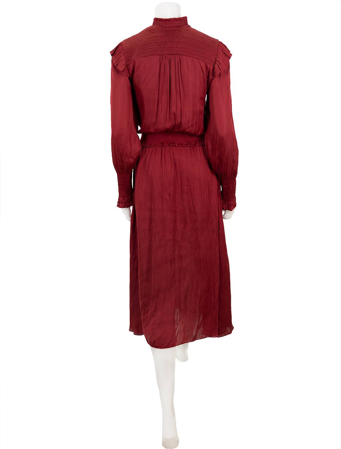 smock stitch midi dress in deep raspberry