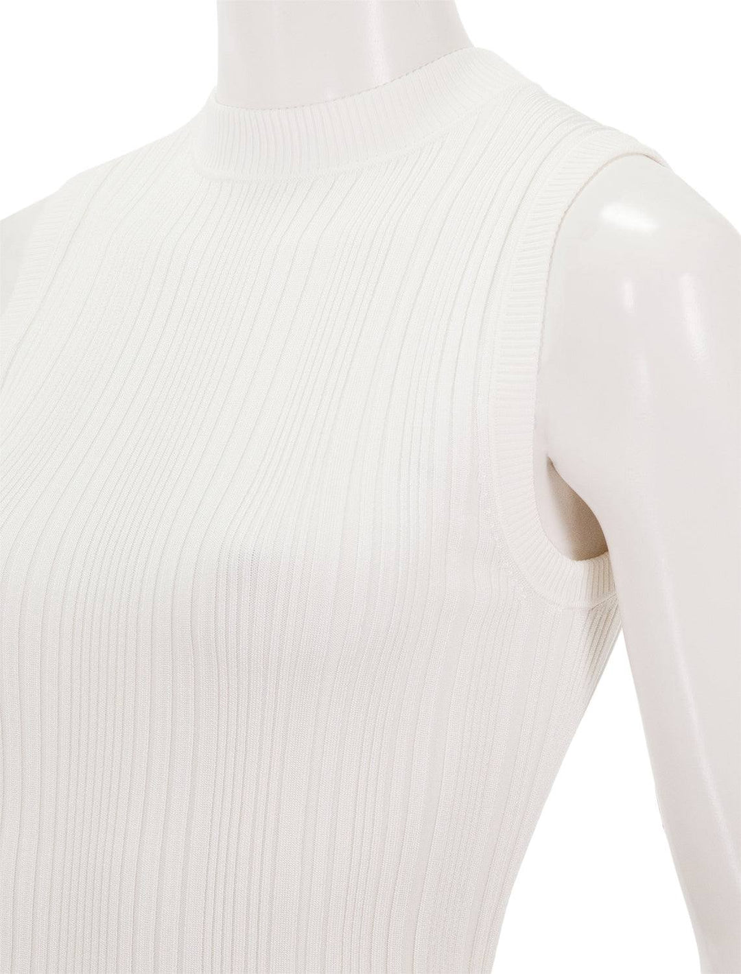 close up view of amarone rib shell in off white ribbed texture