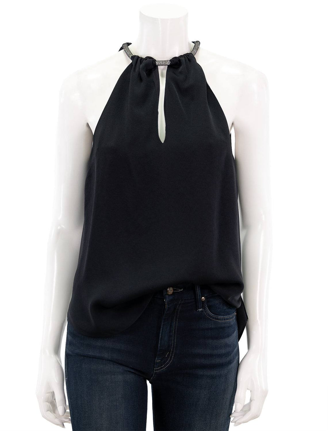 Front view of Veronica Beard's Kusumi Top in Black.