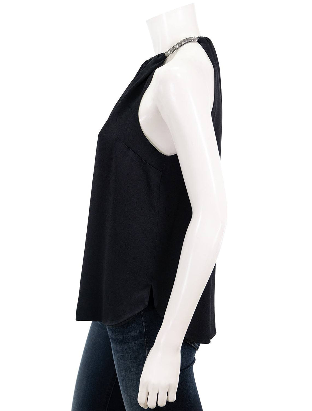 Side view of Veronica Beard's Kusumi Top in Black.
