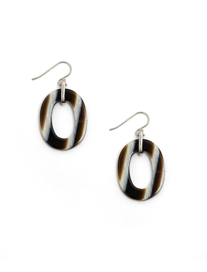 lucite horn earrings with silver hardware and fish hook earring backs