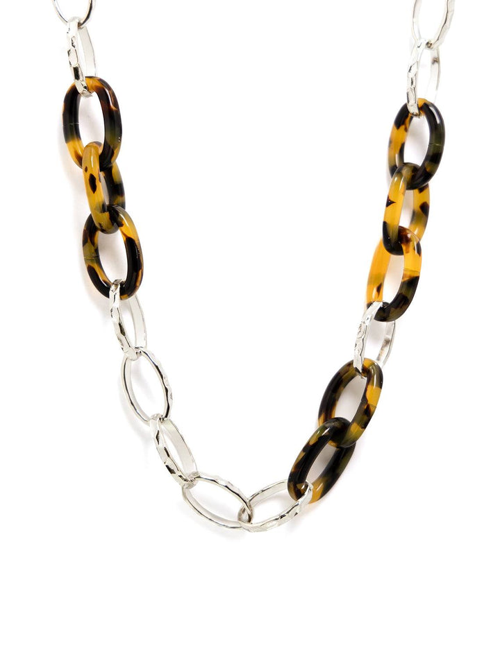 lucite tortoise links with hammered silver links
