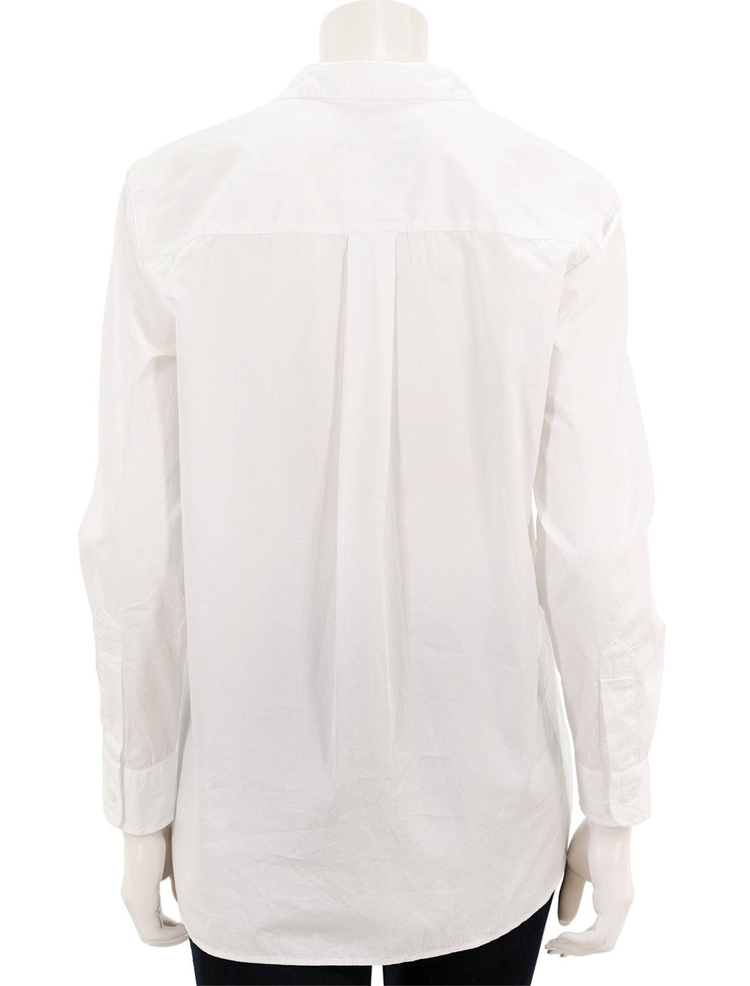 Back view of Frank & Eileen's joedy shirt in white superluxe italian cotton.