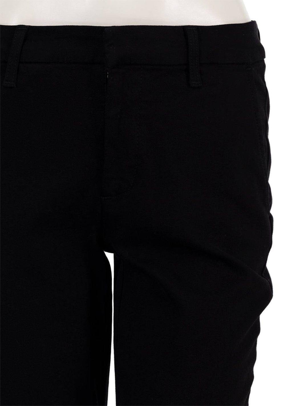 Close-up view of Frank & Eileen's wicklow italian chino in jet black.