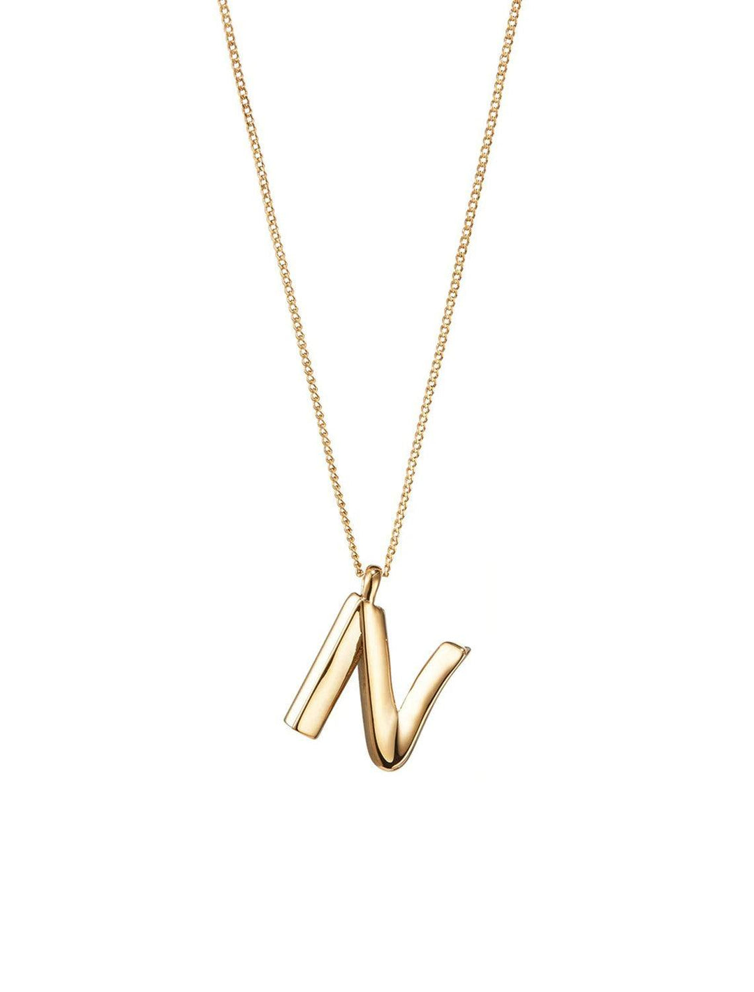 front view of monogram necklace in gold | N