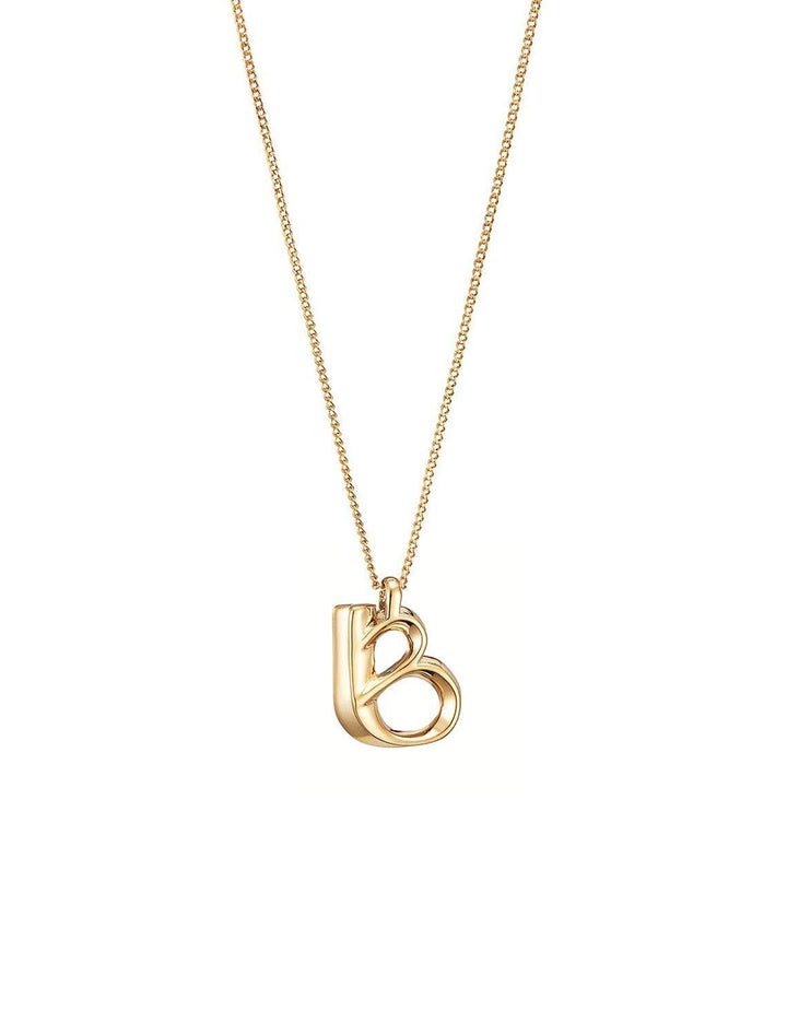 front view of monogram necklace in gold | B