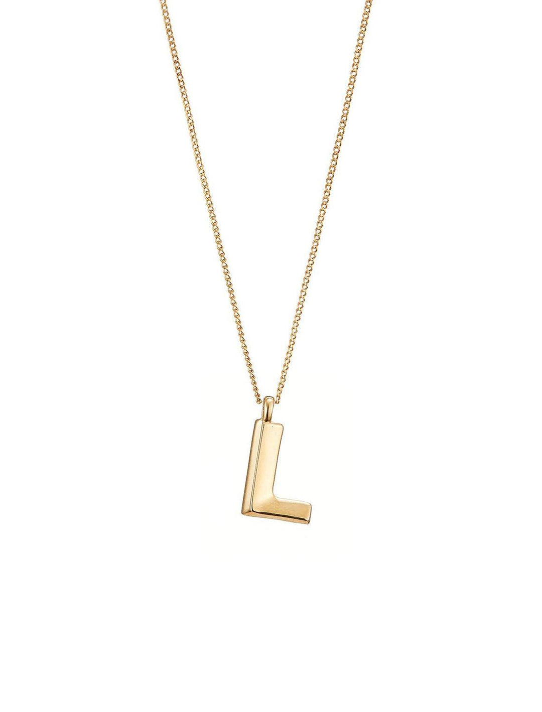 front view of monogram necklace in gold | L