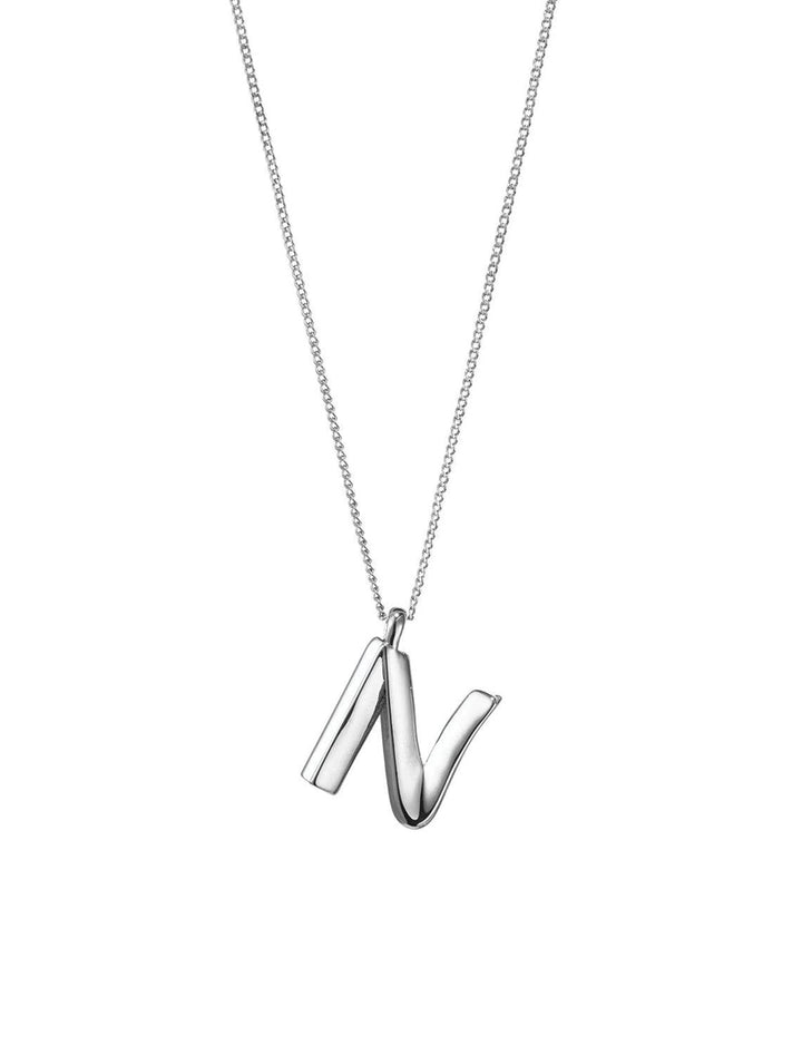 front view of monogram necklace in silver| N
