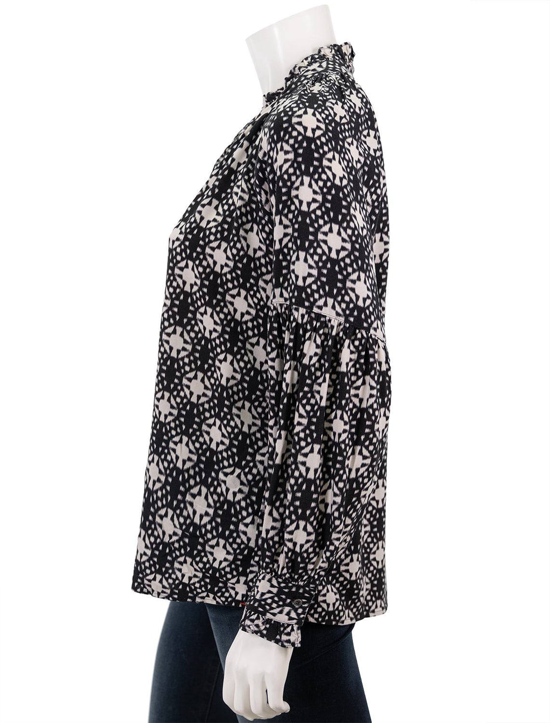 side view of hanna shirt in octave night print