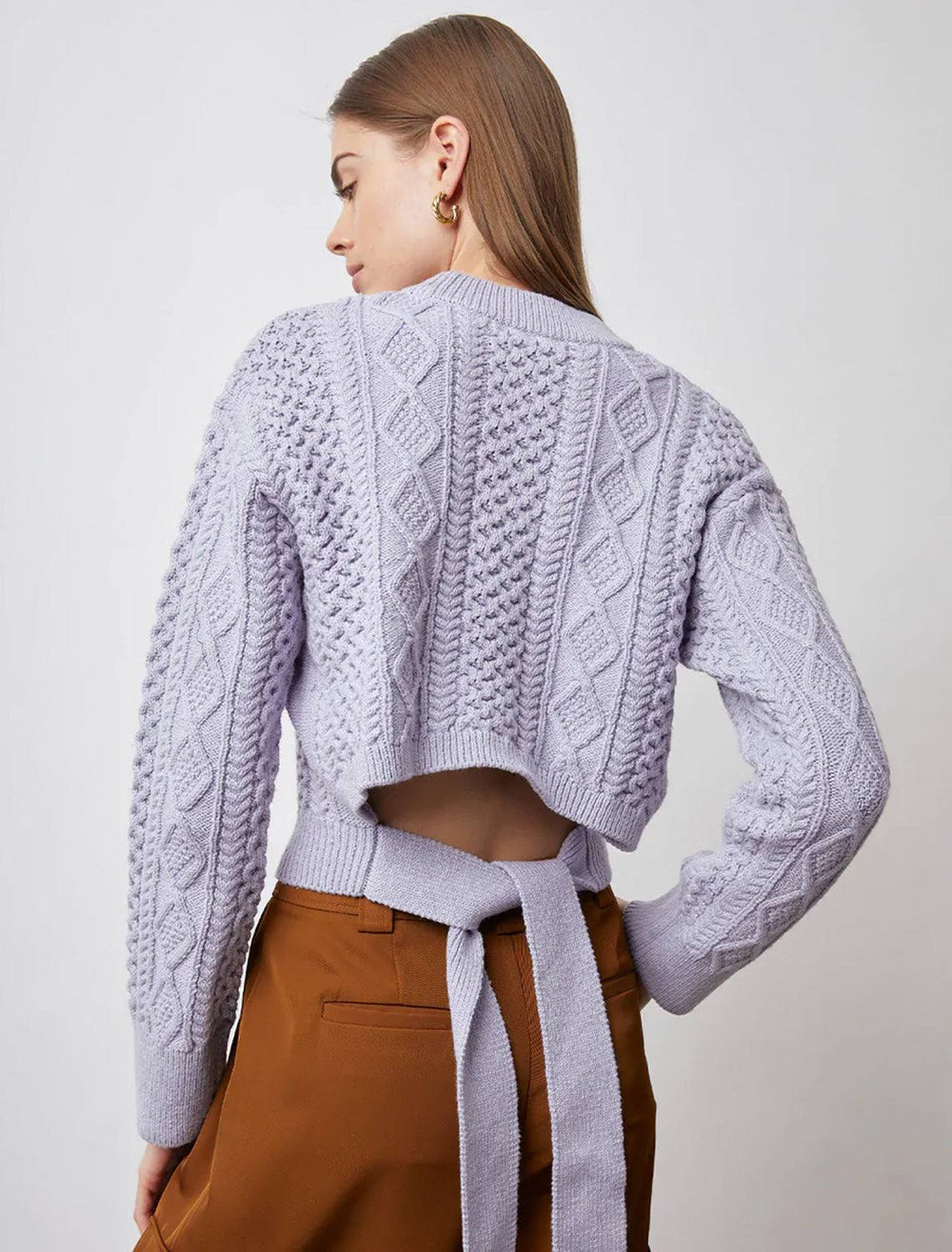 Model wearing Rails' amy sweater in lavender.