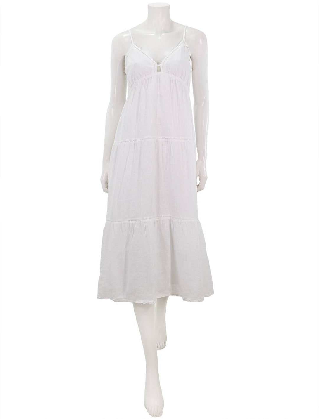Front view of Rails' avril dress in white lace detail.