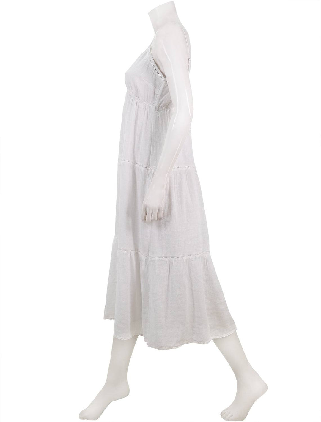 Side view of Rails' avril dress in white lace detail.
